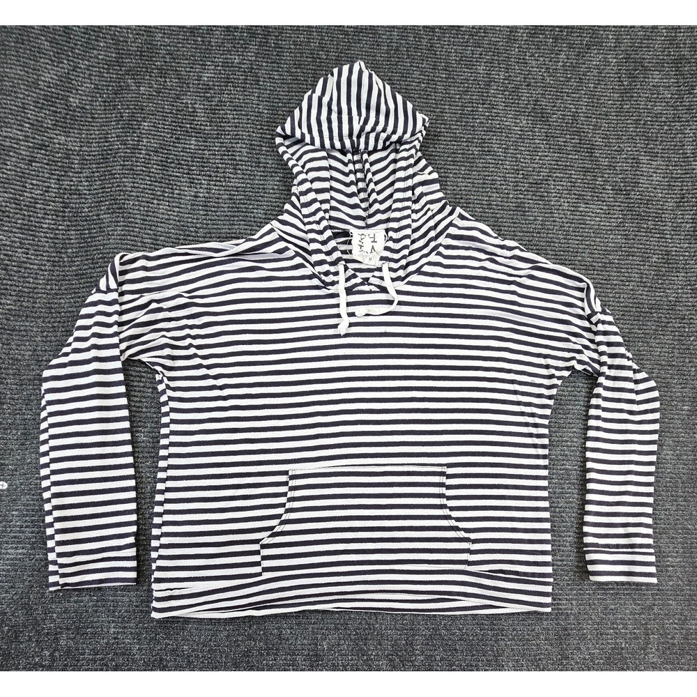 PPLA Clothing Hoodie Womens M Black White Striped Long Sleeve Comfy Pullover